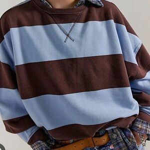 FP CLASSIC STRIPED OVERSIZED PULLOVER PERIWINKLE COMBO